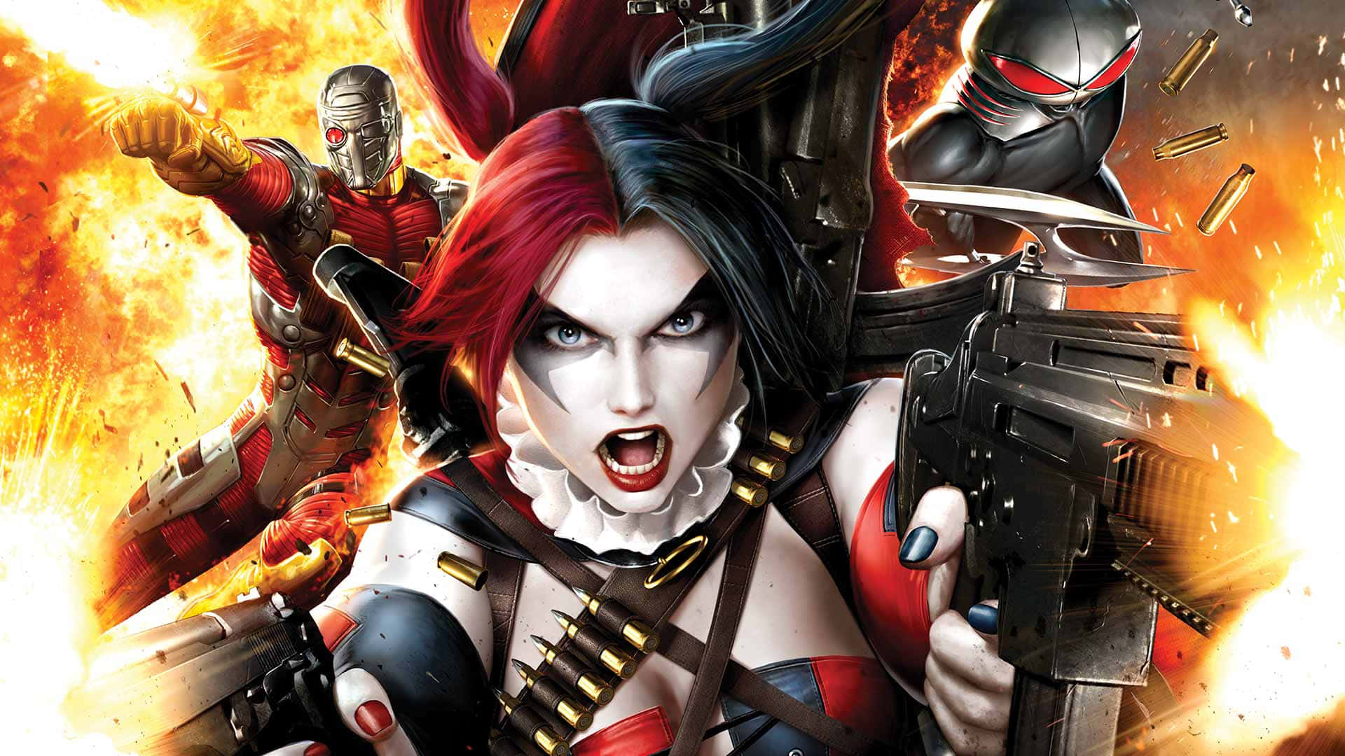 Harley Quinn, Suicide Squad, machine gun, Full HD Desktop Wallpaper