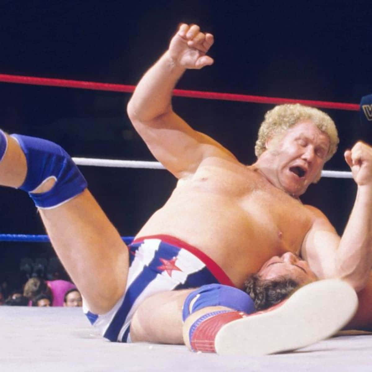 Harley Race, patriotic trunks, wrestling ring, SD Desktop Wallpaper