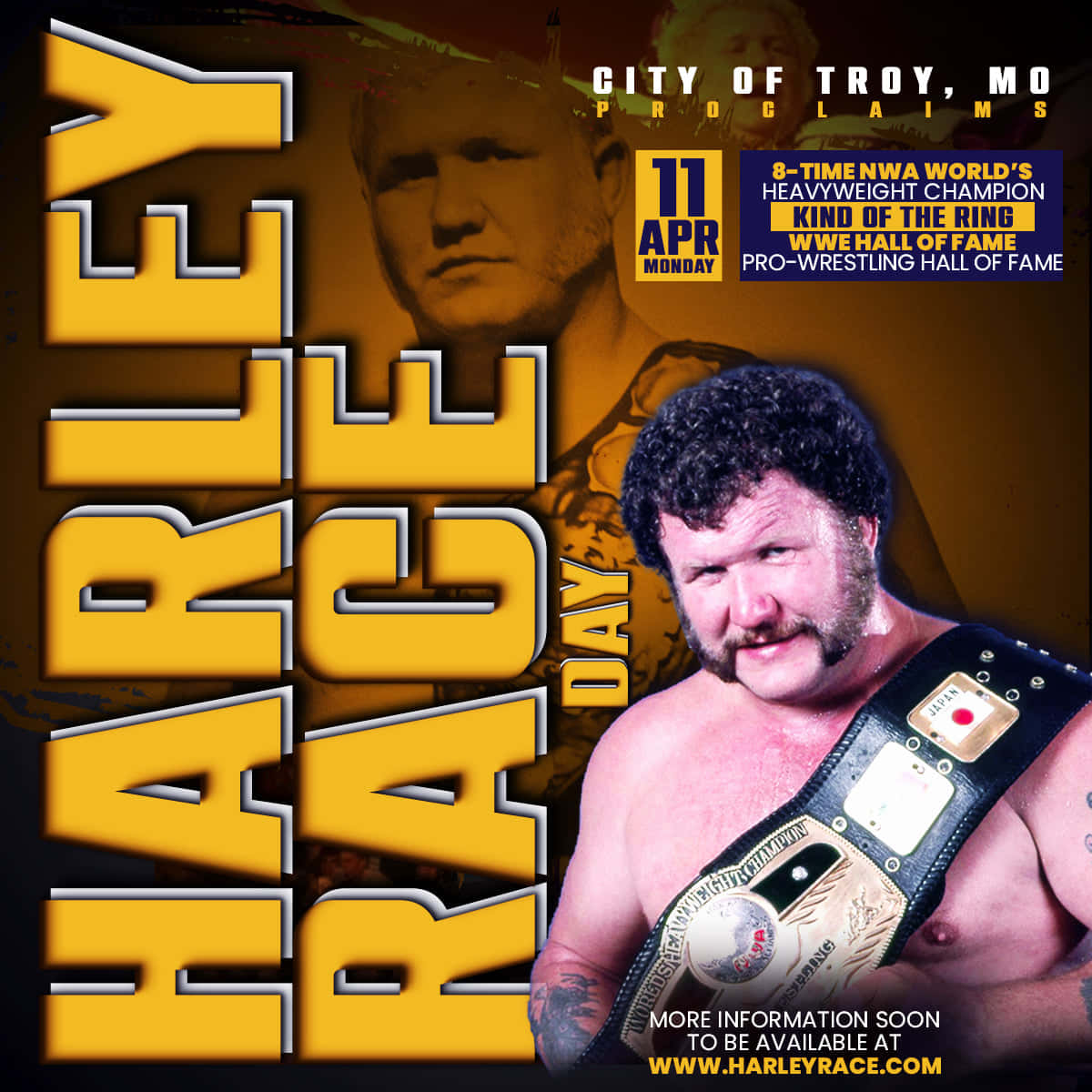 Harley Race, championship belt, sepia-toned background, SD Desktop Wallpaper