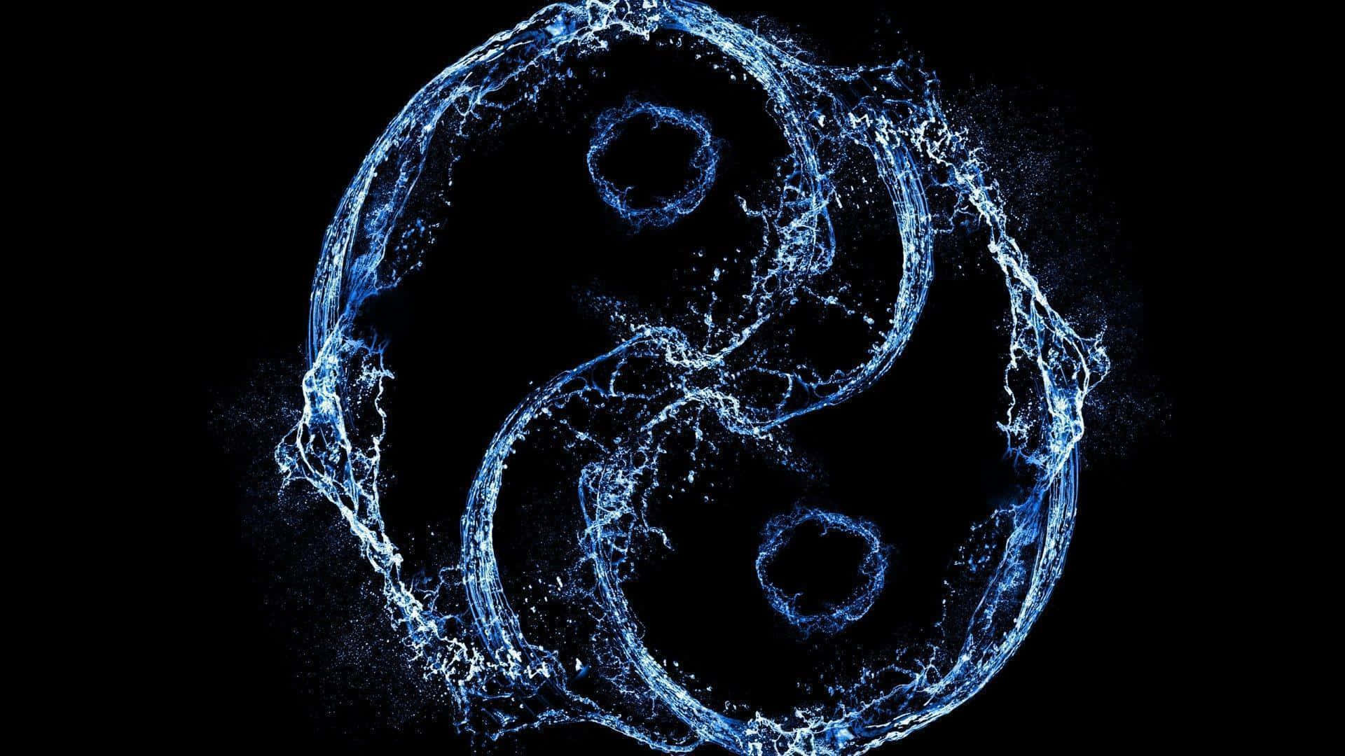 harmony, yin yang symbol, glowing blue, Full HD Desktop Wallpaper