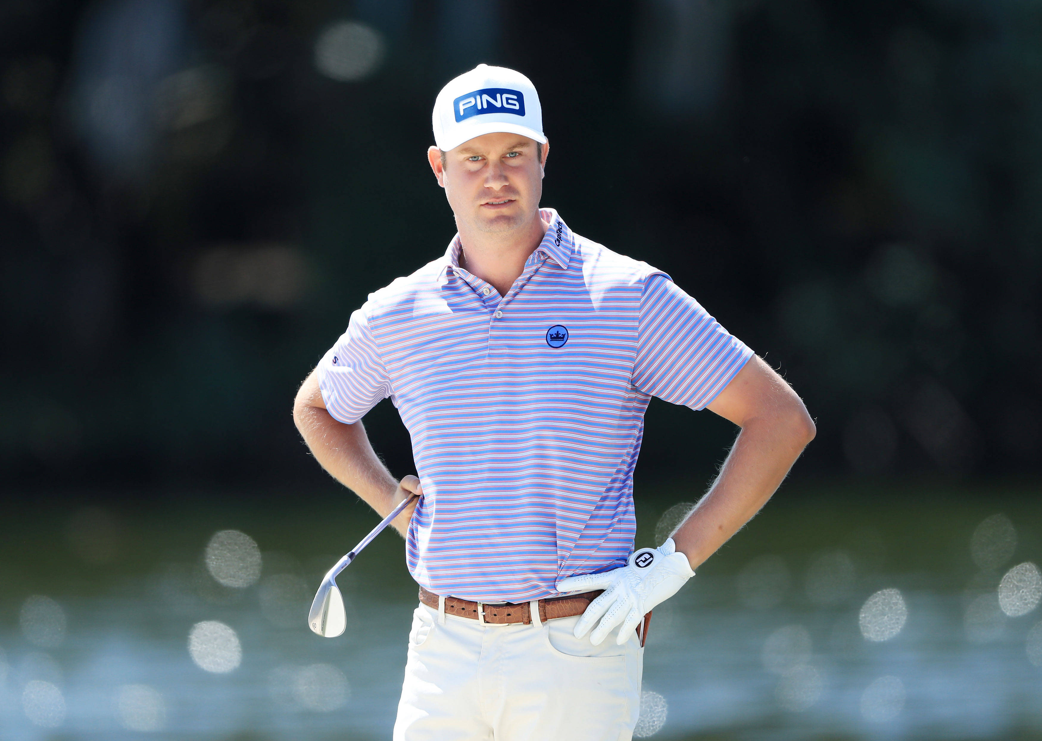 Harris English, striped polo, white cap, 2K Desktop Wallpaper