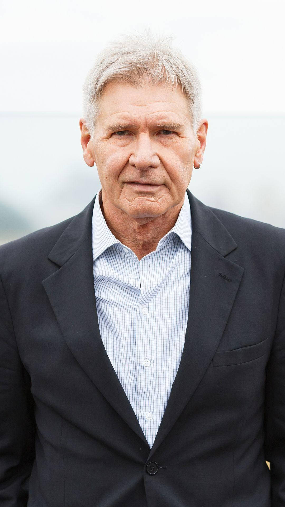 Harrison Ford, black suit, gray-haired, Full HD Phone Wallpaper