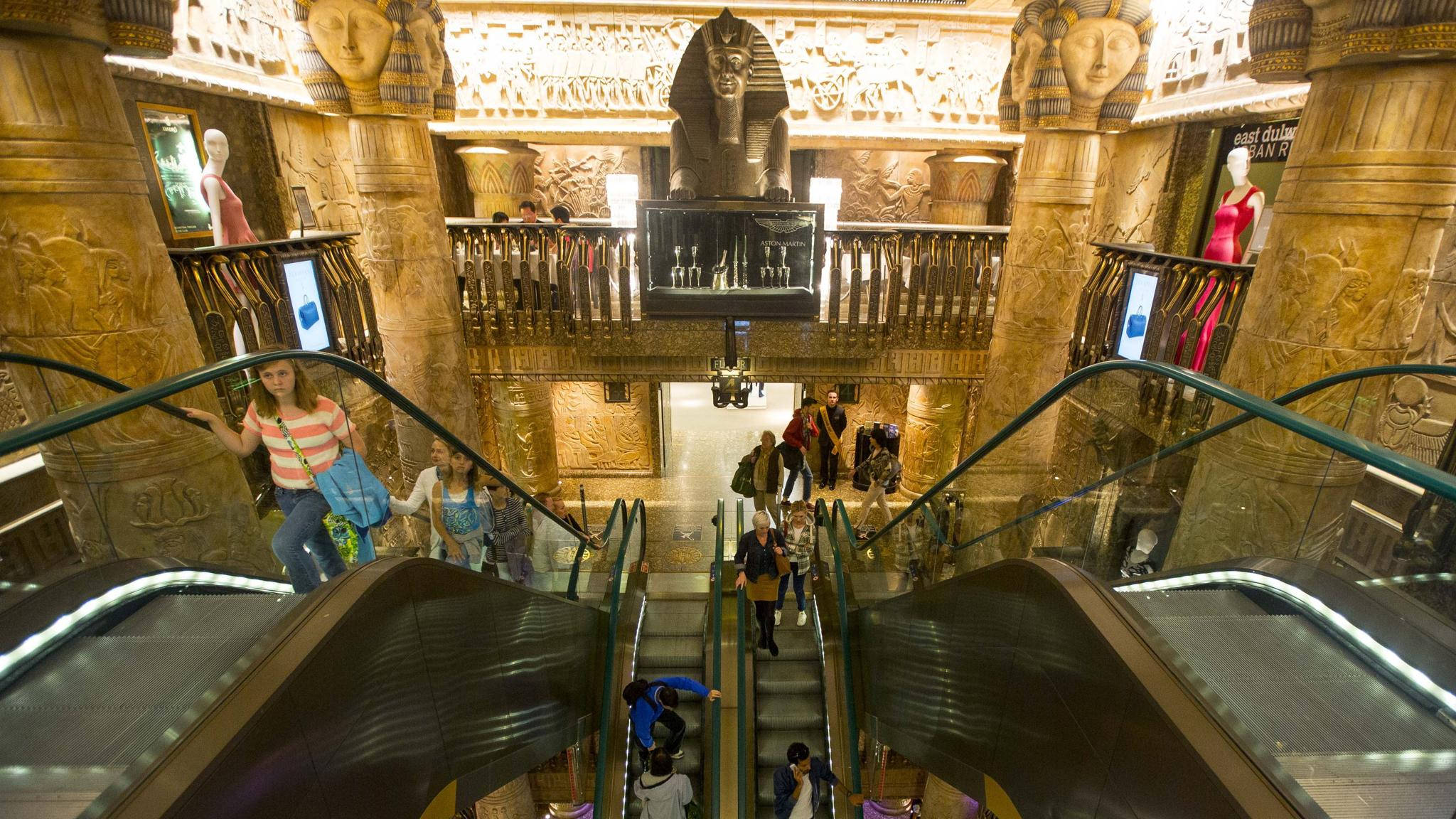 Harrods, escalator, Egyptian-themed, Full HD Desktop Wallpaper