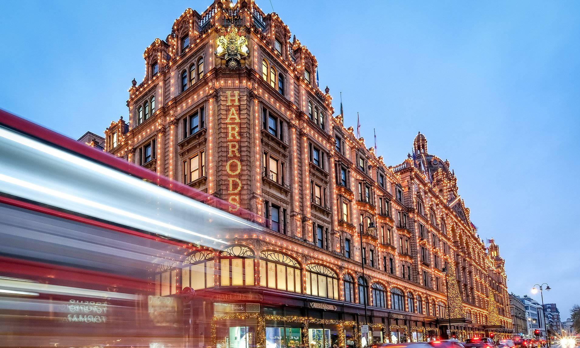Harrods, blue sky, twilight sky, HD Desktop Wallpaper