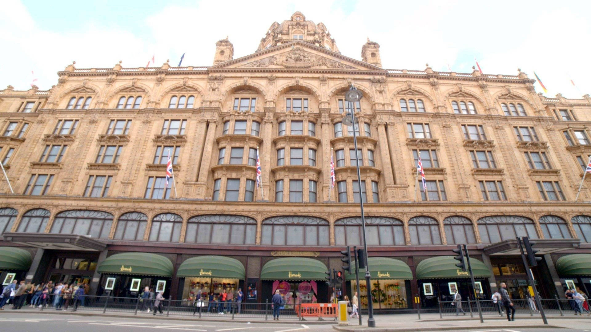 Harrods, front entrance, beige building, Full HD Desktop Wallpaper