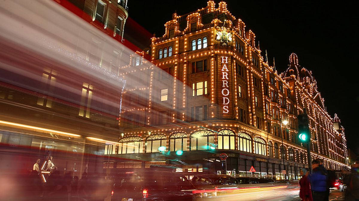 Harrods, Bright Lights Night, golden lights, SD Desktop Wallpaper