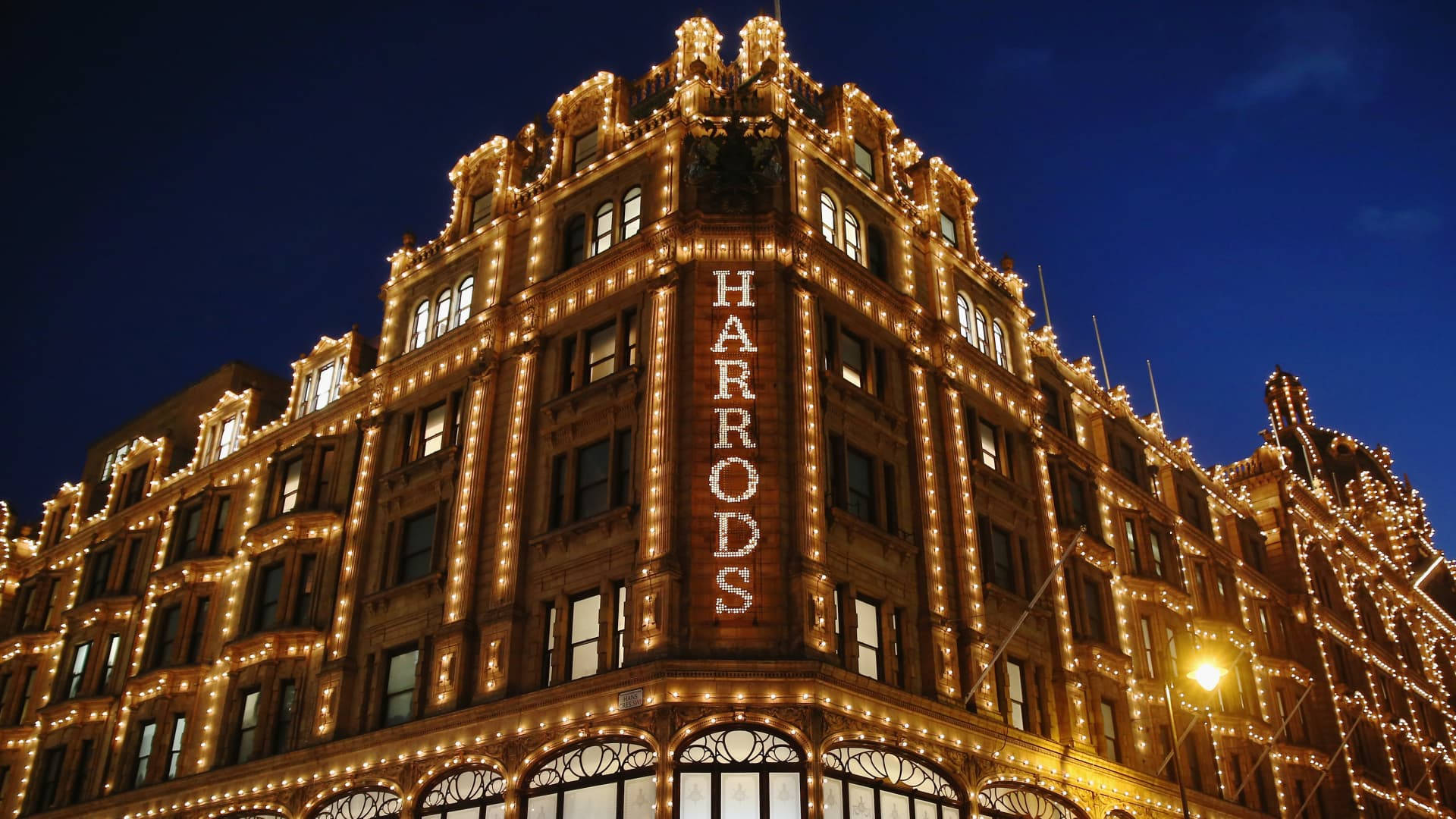 Harrods, dark blue, deep blue night sky, Full HD Desktop Wallpaper