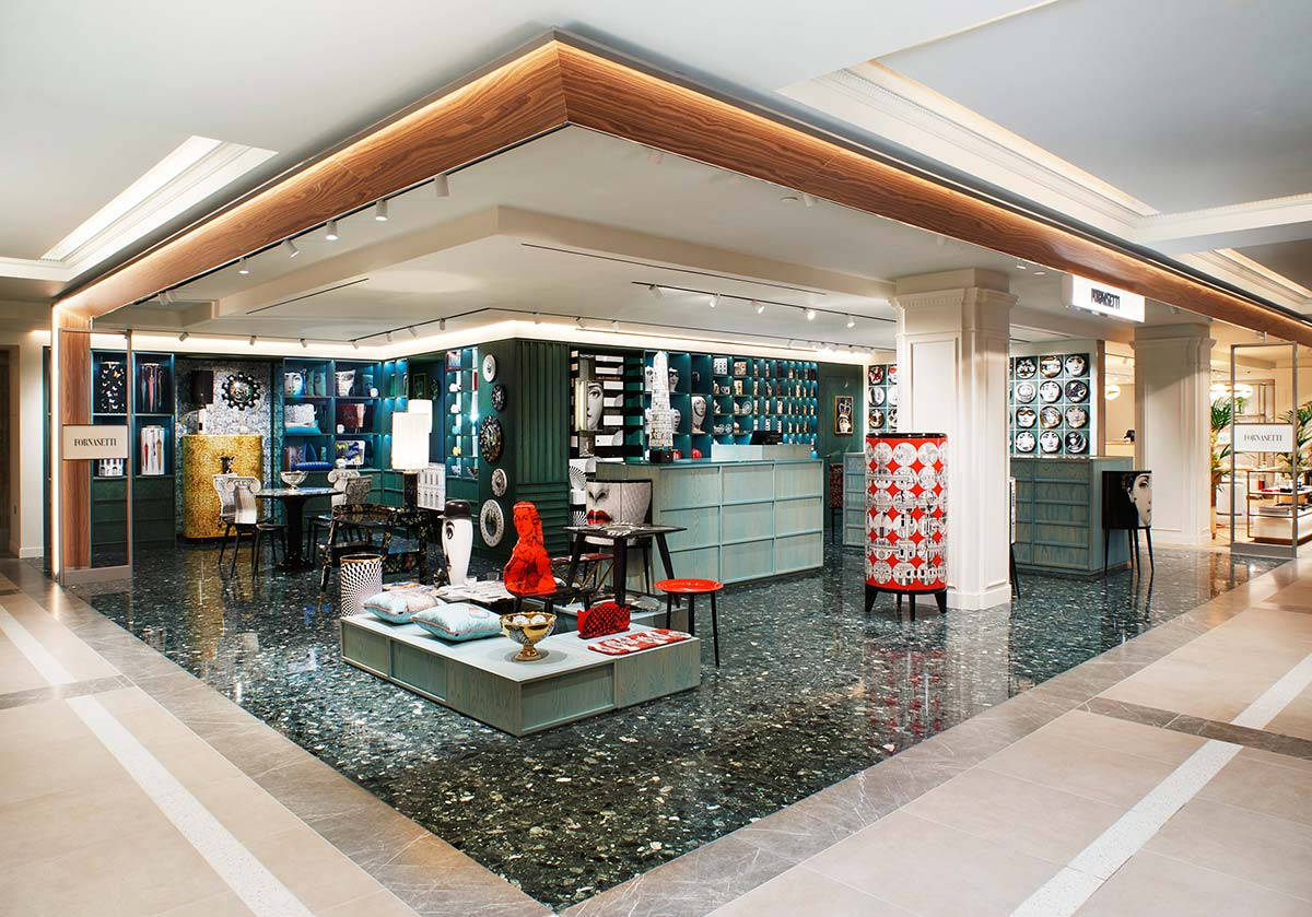 Harrods, teal walls, marble floors, SD Desktop Wallpaper