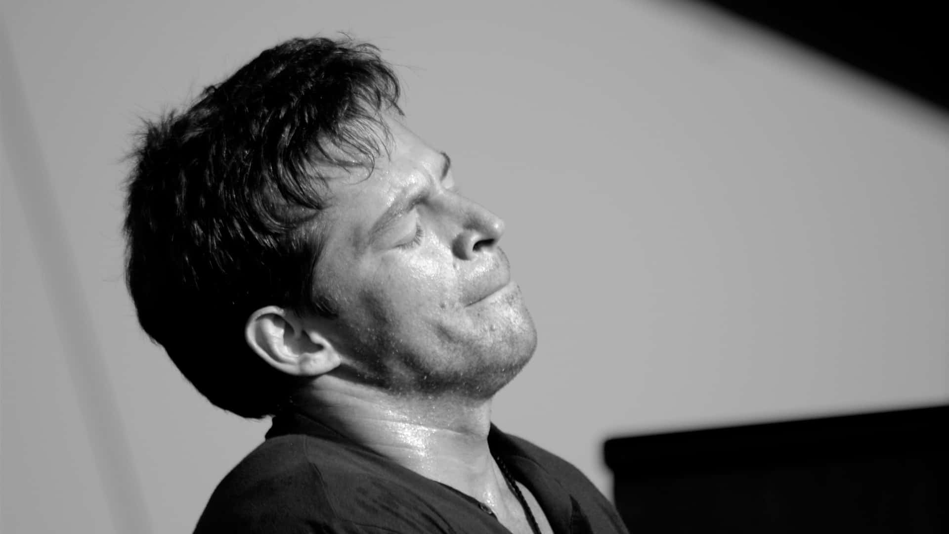 Harry Connick Jr, black and white, close-up, Full HD Desktop Wallpaper