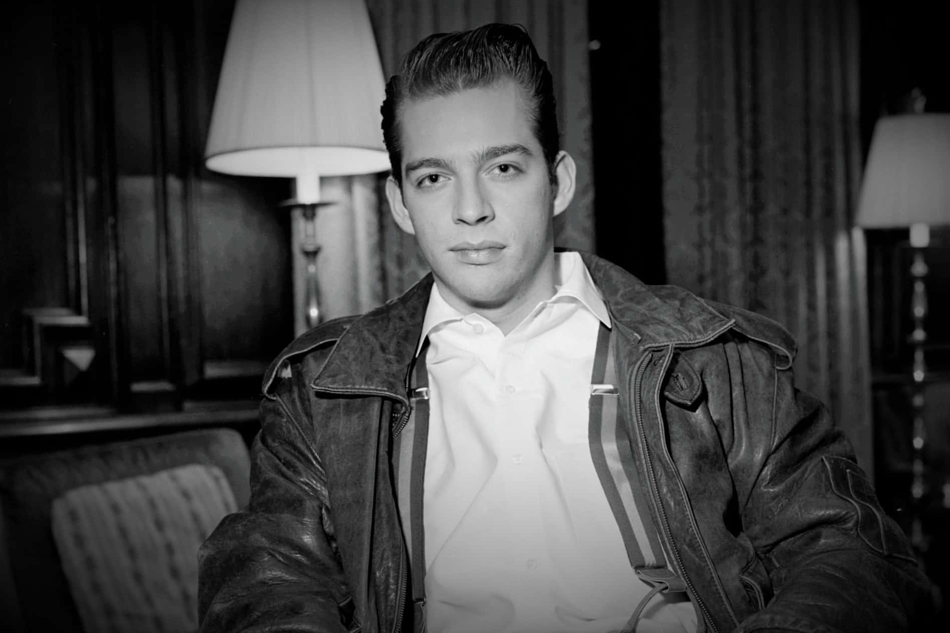 Harry Connick Jr, leather jacket, suspenders, HD Desktop Wallpaper