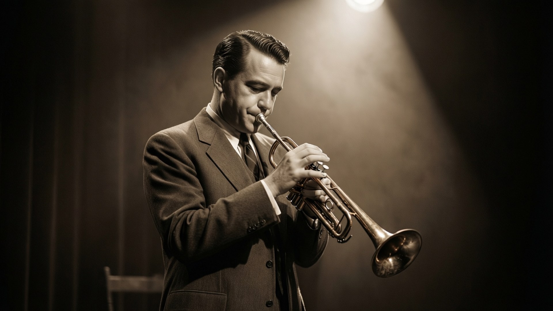 Harry James, trumpet, spotlight, Full HD Desktop Wallpaper