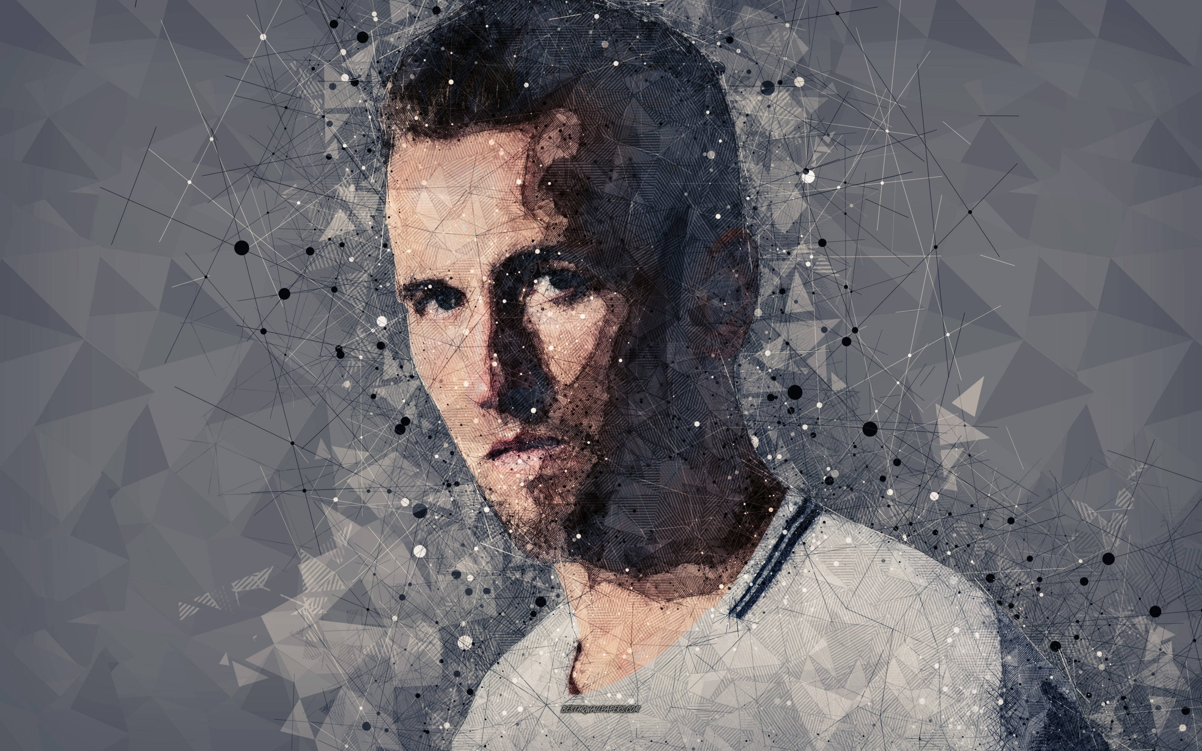 Harry Kane, 3D Prism Graphic, geometric polygonal style, 4K Desktop Wallpaper