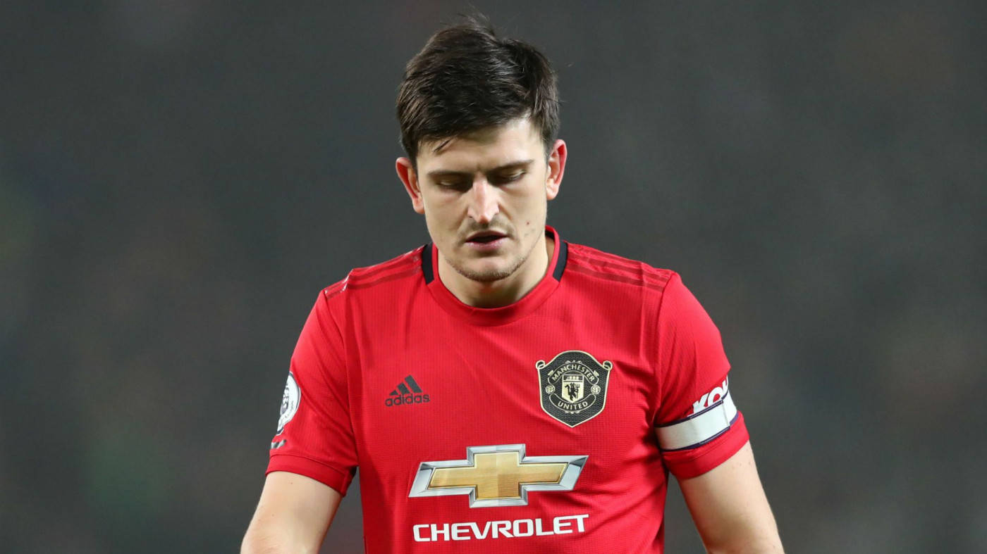 Harry Maguire, red Manchester United jersey, footballer, HD Desktop Wallpaper