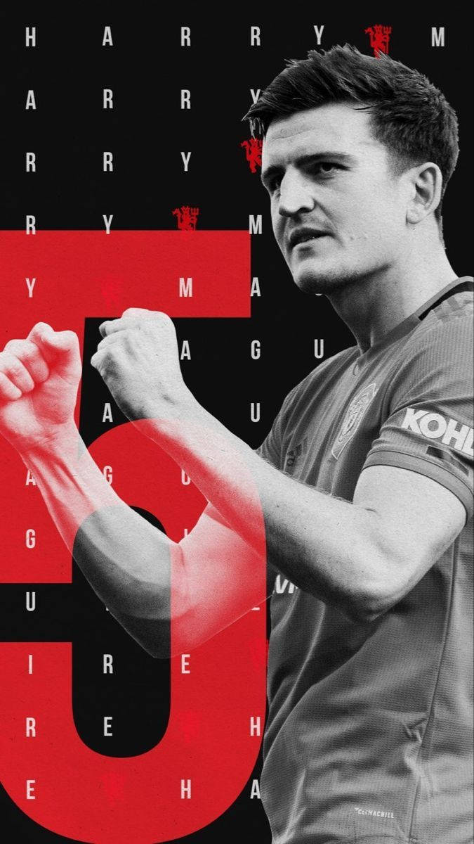 Harry Maguire, number 5, red accents, SD Phone Wallpaper