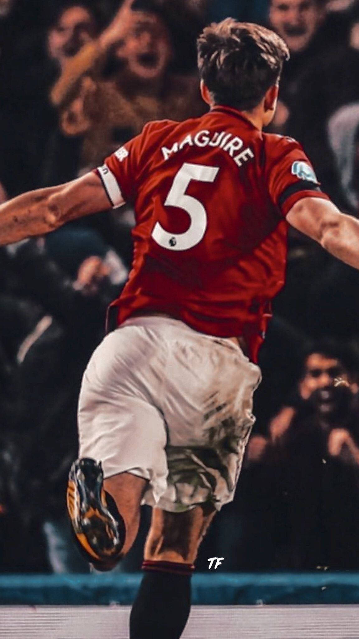 Harry Maguire, red jersey, number 5, Full HD Phone Wallpaper