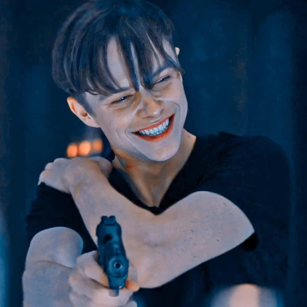 Harry Osborn, dim blue-lit room, handgun, SD Desktop Wallpaper