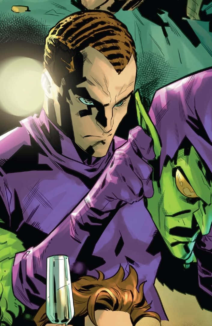 Harry Osborn, purple robes, green-skinned figure, SD Phone Wallpaper