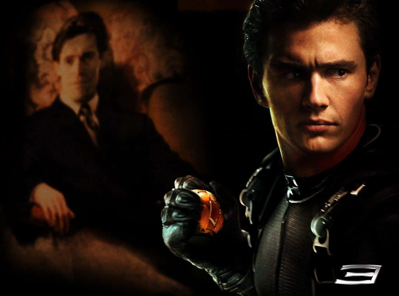 Harry Osborn, dark suit, glowing orange orb, HD Desktop Wallpaper