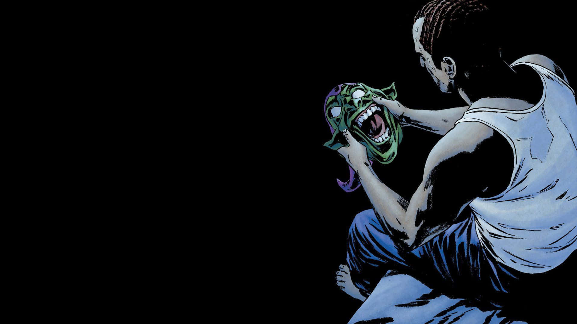 Harry Osborn, green monster mask, white tank top, Full HD Desktop Wallpaper