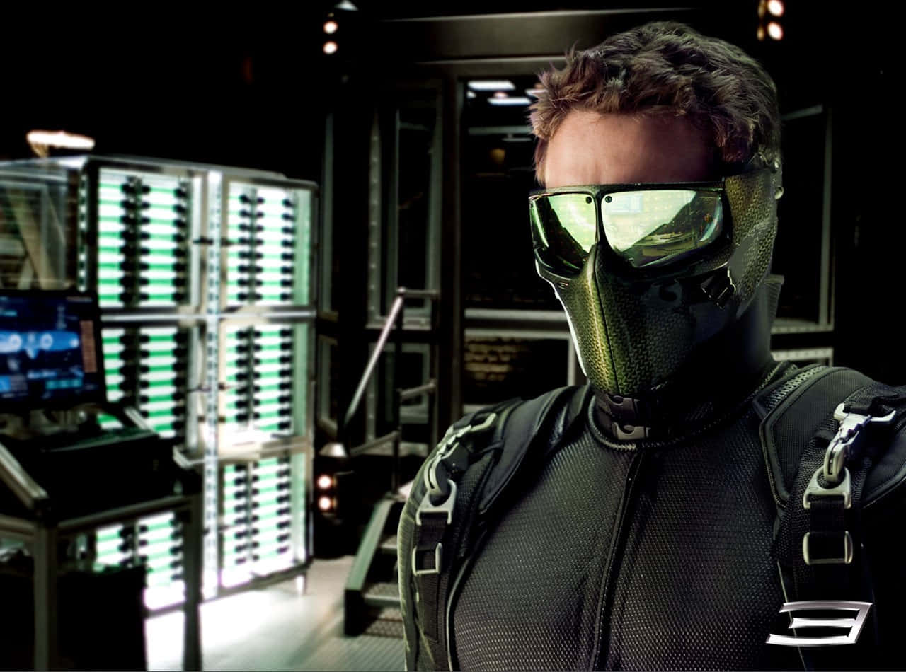 Harry Osborn, high-tech suit, dimly lit control room, HD Desktop Wallpaper