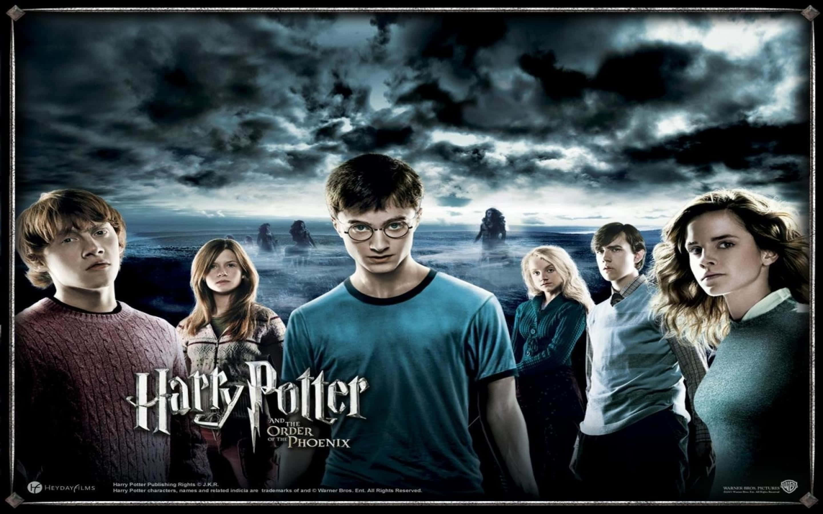 Harry Potter, All Characters, stormy sky, 2K Desktop Wallpaper