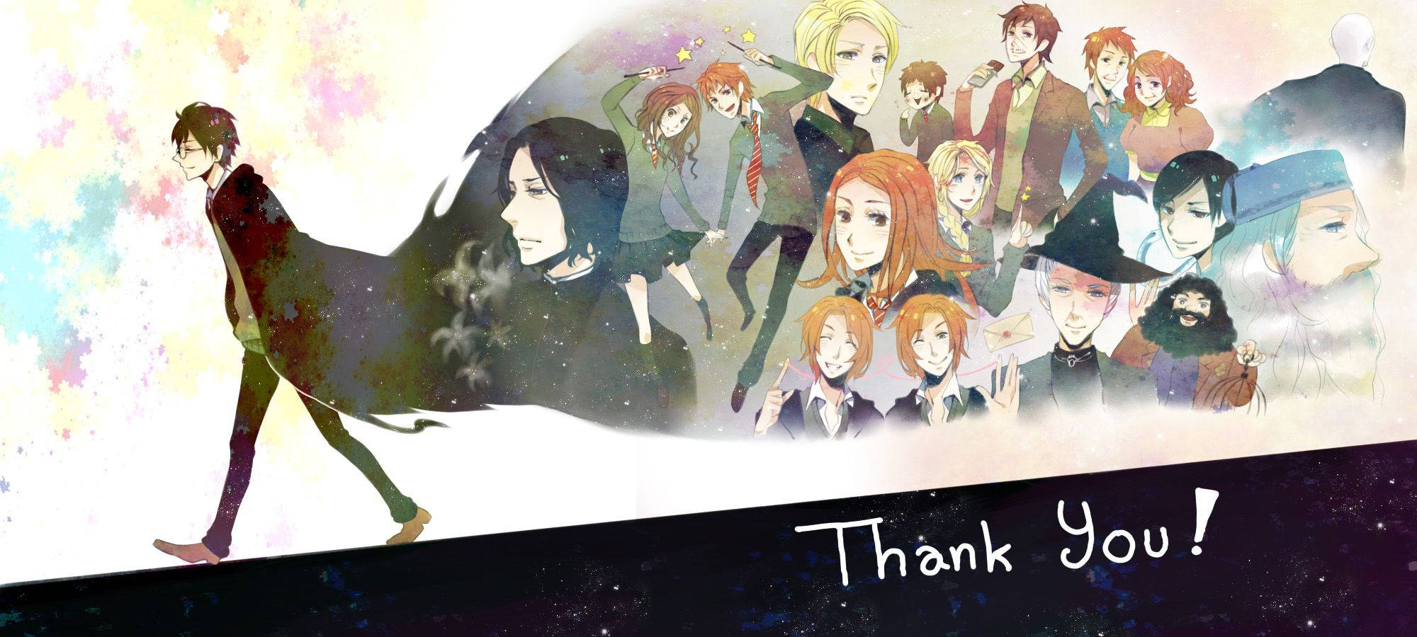 Harry Potter Anime, anime figure, cosmic backdrop, Full HD Desktop Wallpaper