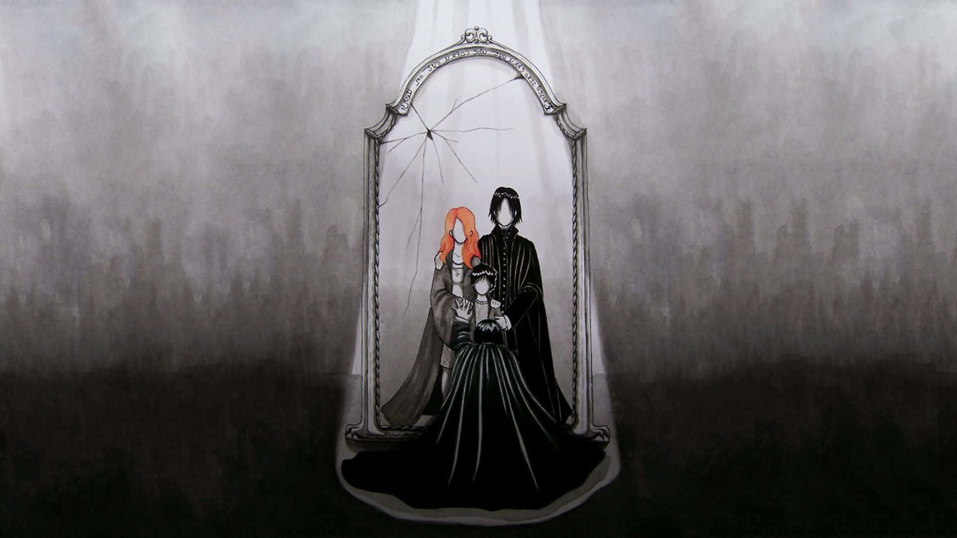 Harry Potter, black and white, anime-style illustration, Full HD Desktop Wallpaper