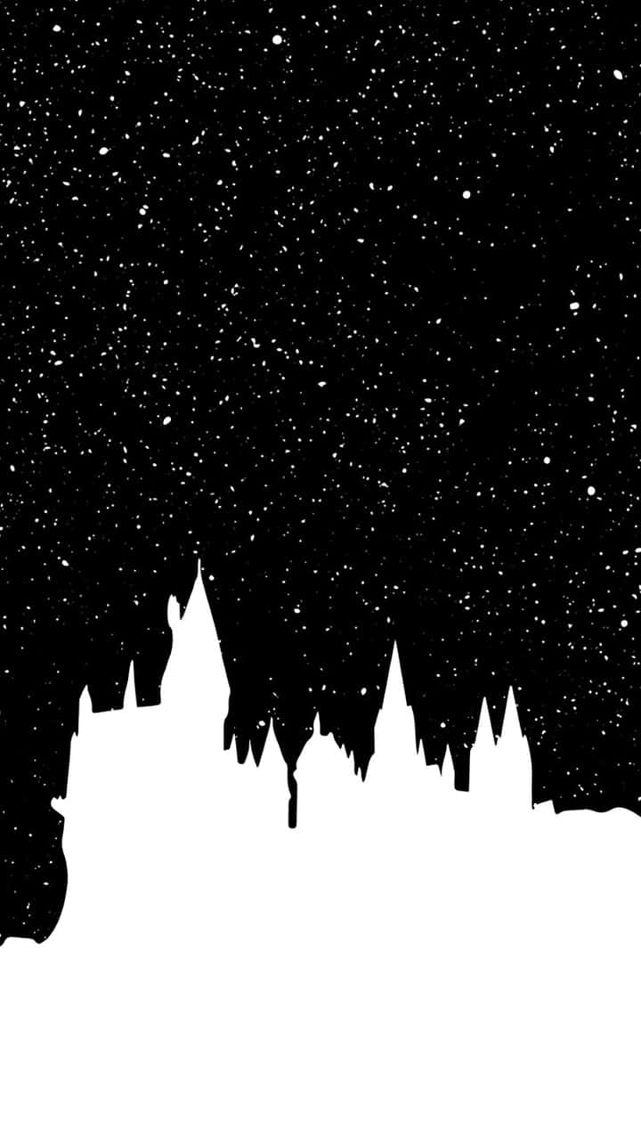Harry Potter, black and white, jagged castle skyline, HD Phone Wallpaper
