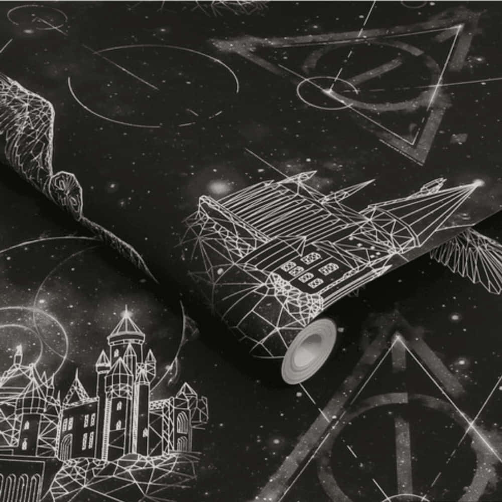 Harry Potter, black and white, castle spaceship, SD Desktop Wallpaper
