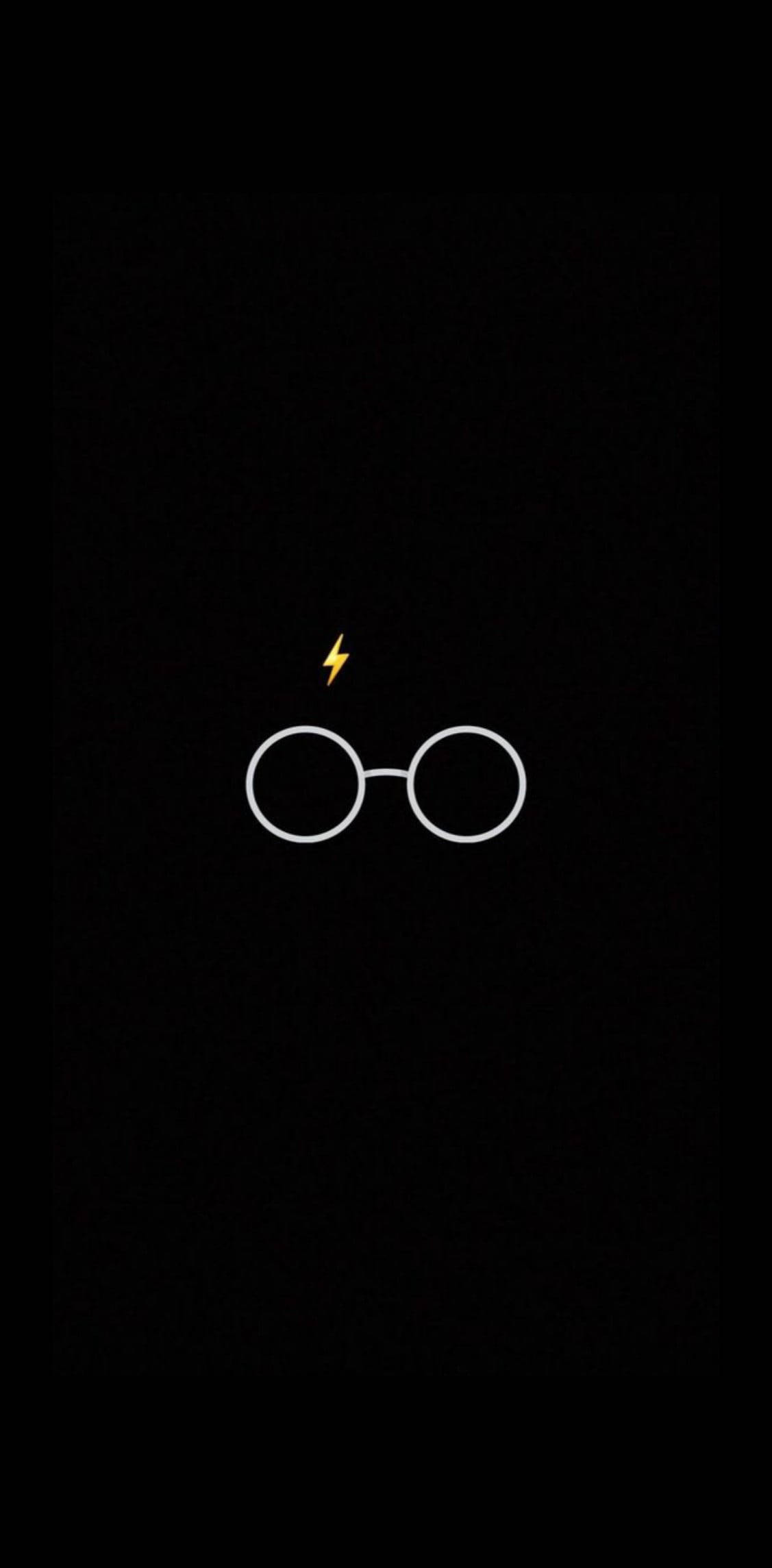 Harry Potter, black background, white round glasses, Full HD Phone Wallpaper