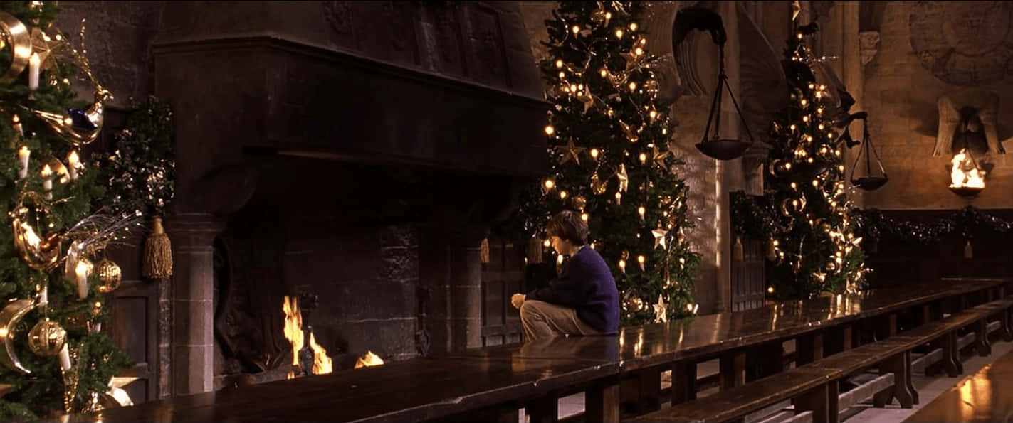 Harry Potter, Christmas, wooden table, HD Desktop Wallpaper