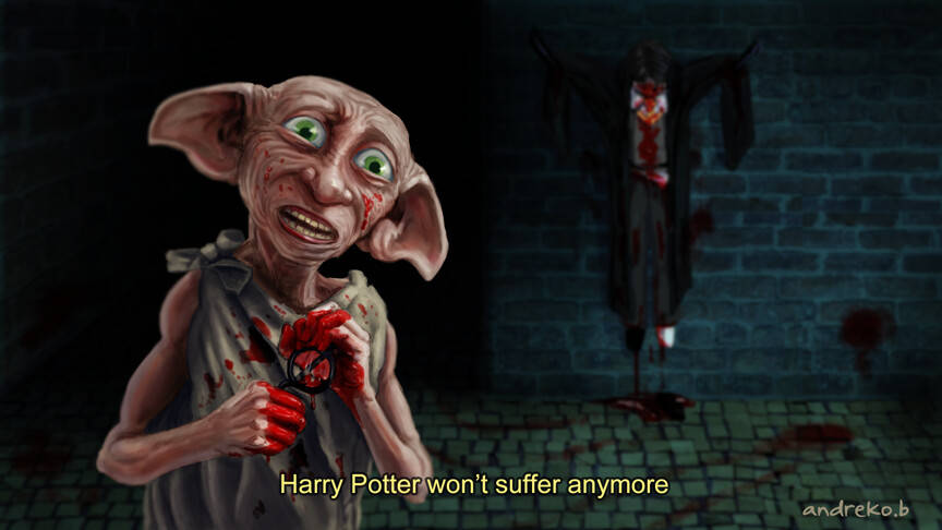 Dobby, Harry Potter, bloody knife, SD Desktop Wallpaper