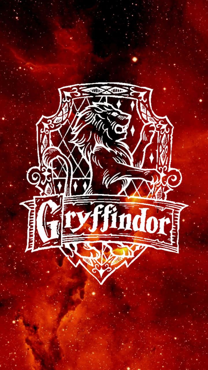 Gryffindor, lion, fiery red nebula starfield, HD Phone Wallpaper