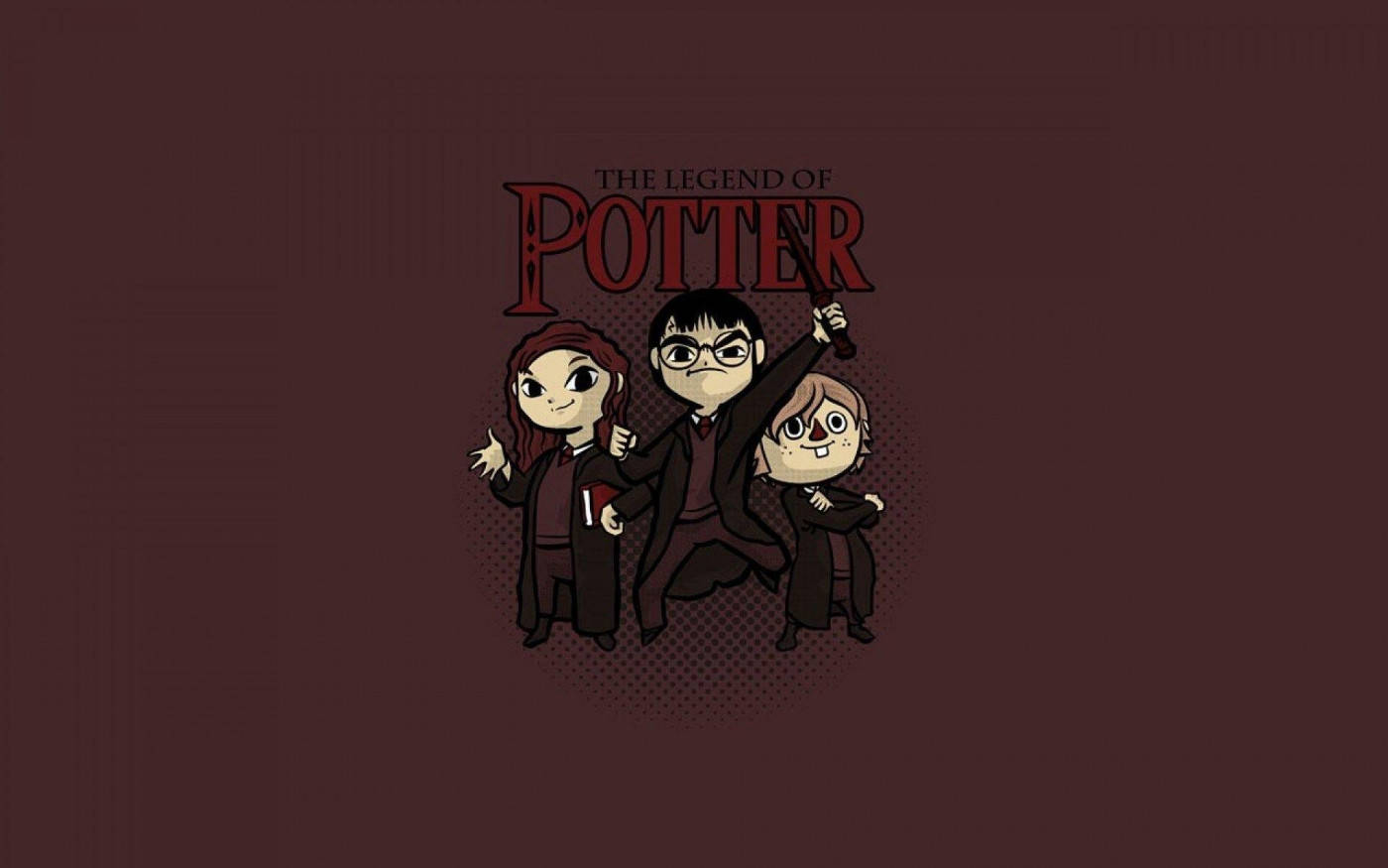 Harry Potter, chibi-style, red title, HD Desktop Wallpaper