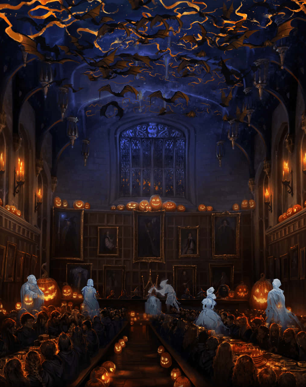 Harry Potter, Halloween, gothic hall, HD Phone Wallpaper