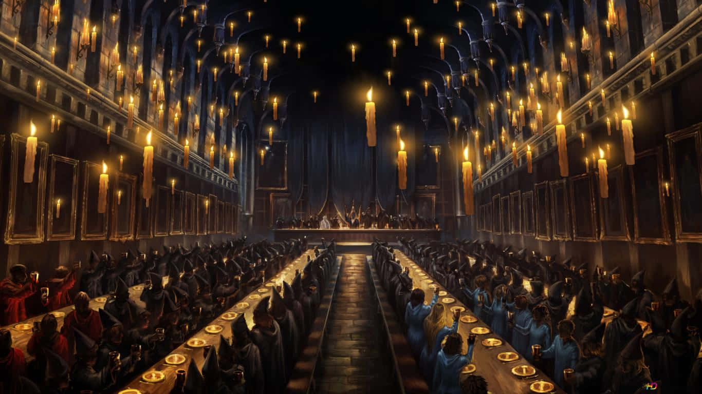 Harry Potter, Halloween, candlelit dining hall, HD Desktop Wallpaper