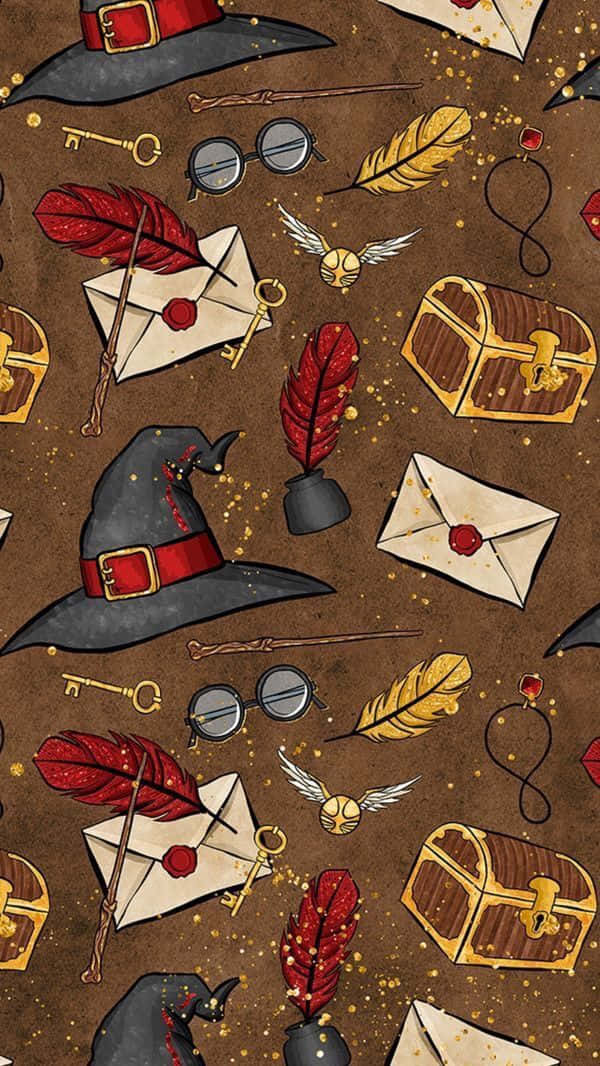 Harry Potter Halloween, wizard hats, wands, SD Phone Wallpaper