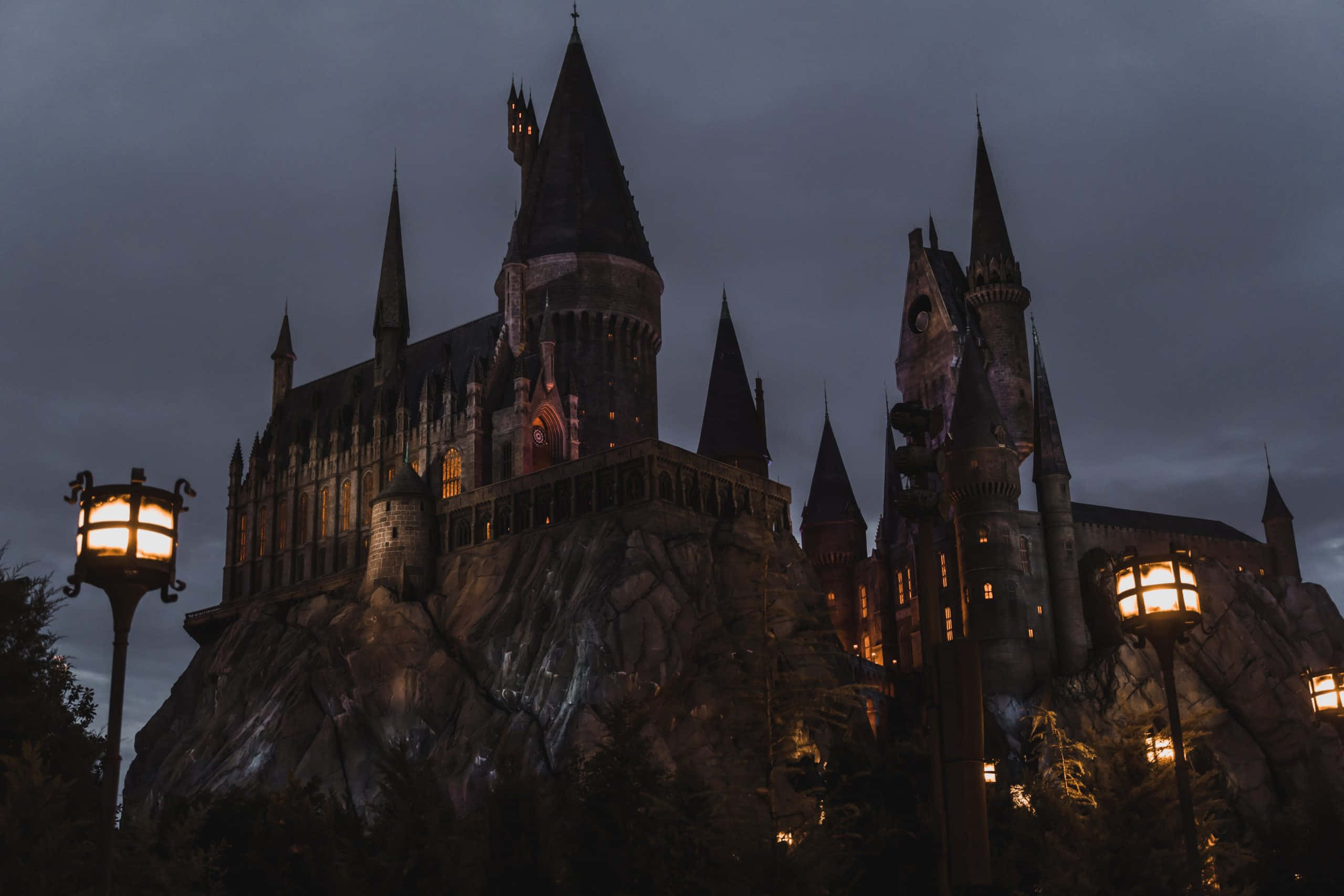Harry Potter, Halloween, castle, 2K Desktop Wallpaper