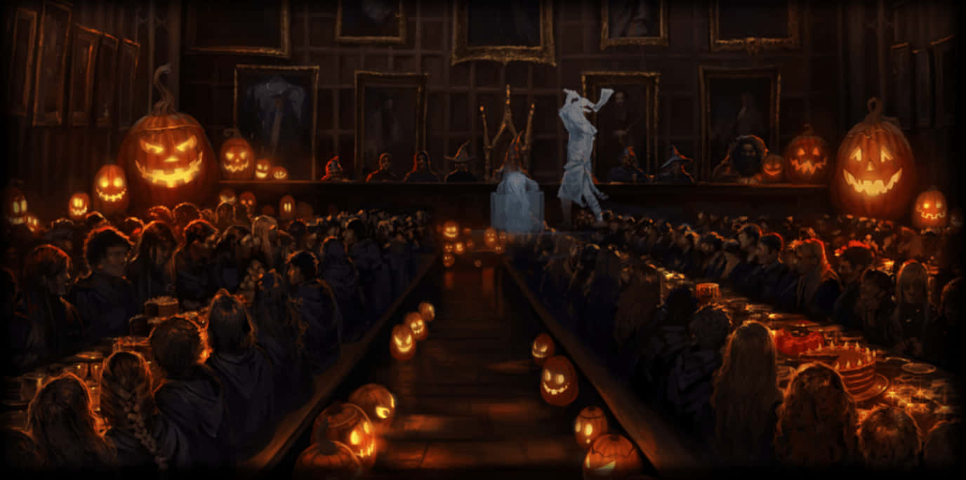 Harry Potter, Halloween, glowing jack-o-lanterns, HD Desktop Wallpaper