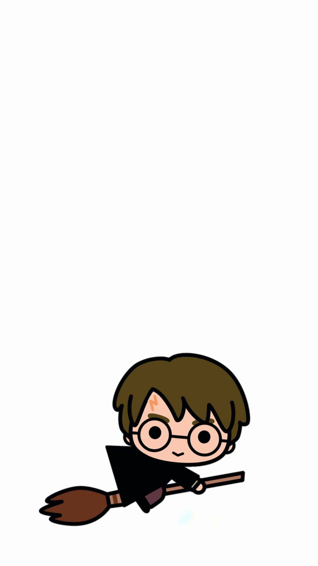 Harry Potter, flying broom, chibi-style, HD Phone Wallpaper