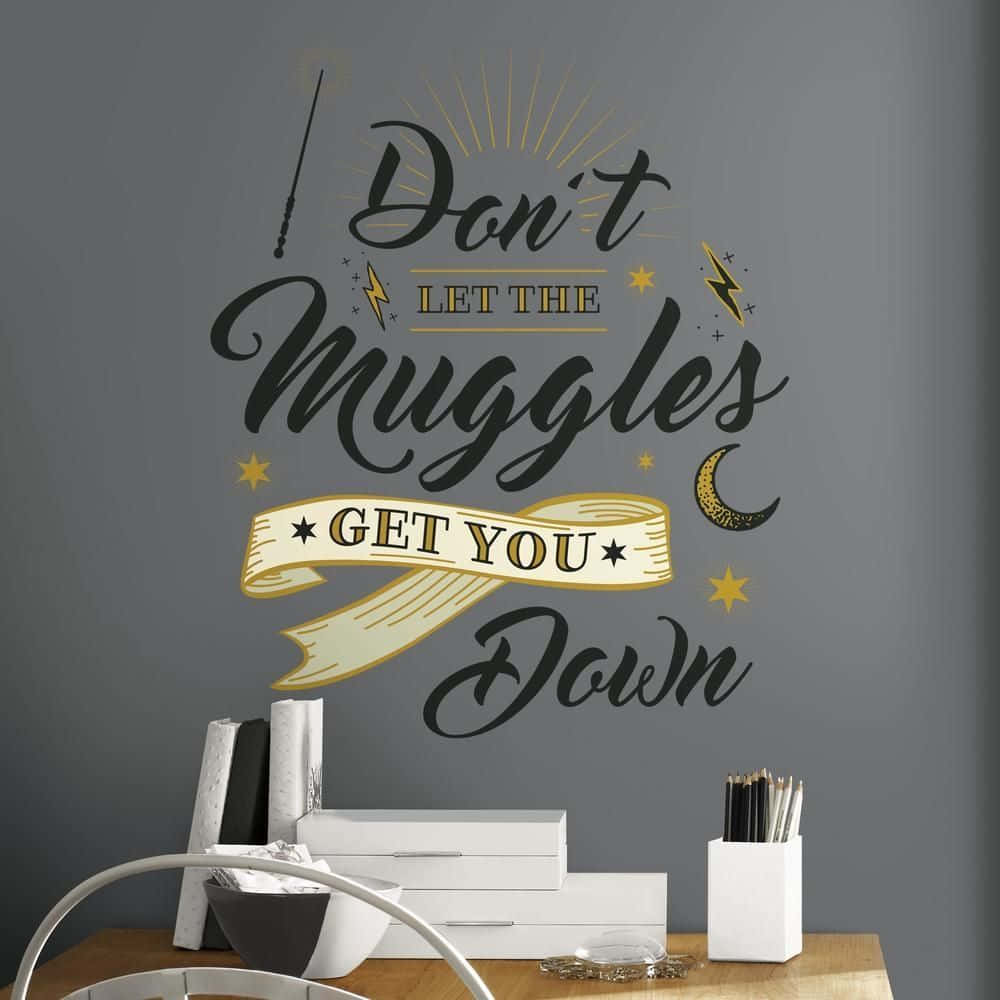 Harry Potter Muggle, dark gray wall, gold accents, SD Desktop Wallpaper
