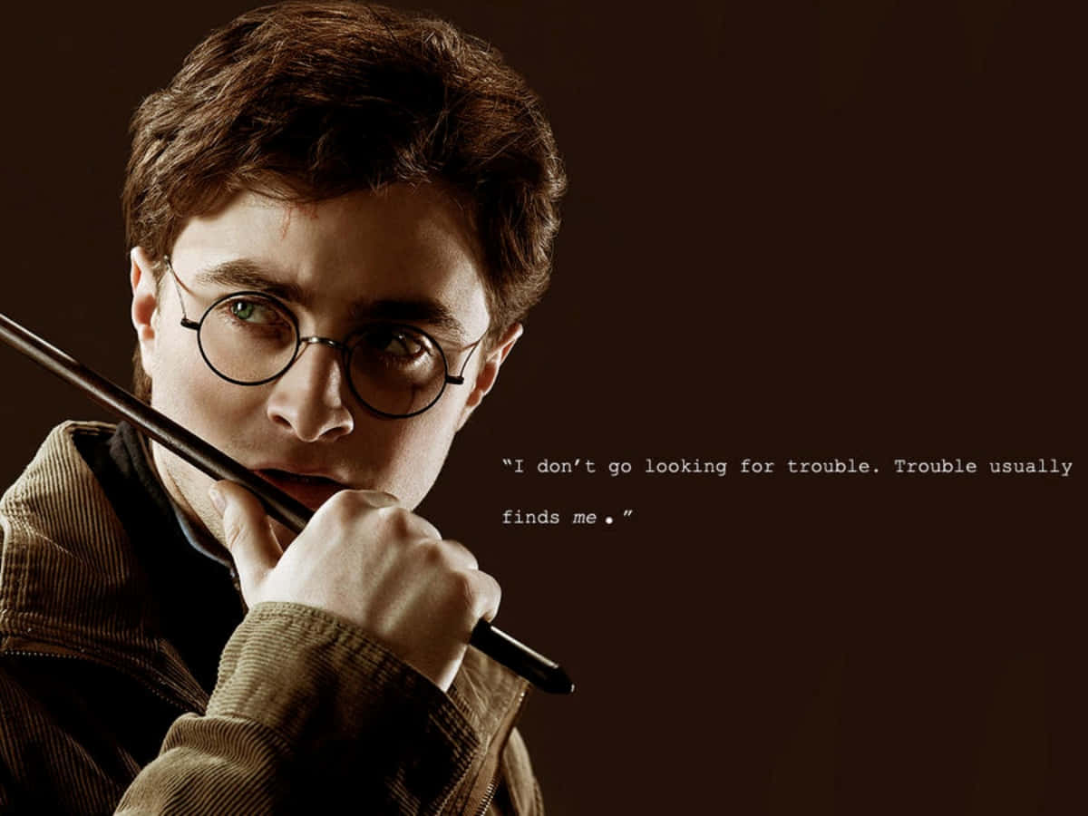 Harry Potter, wand, dark brown backdrop, SD Desktop Wallpaper