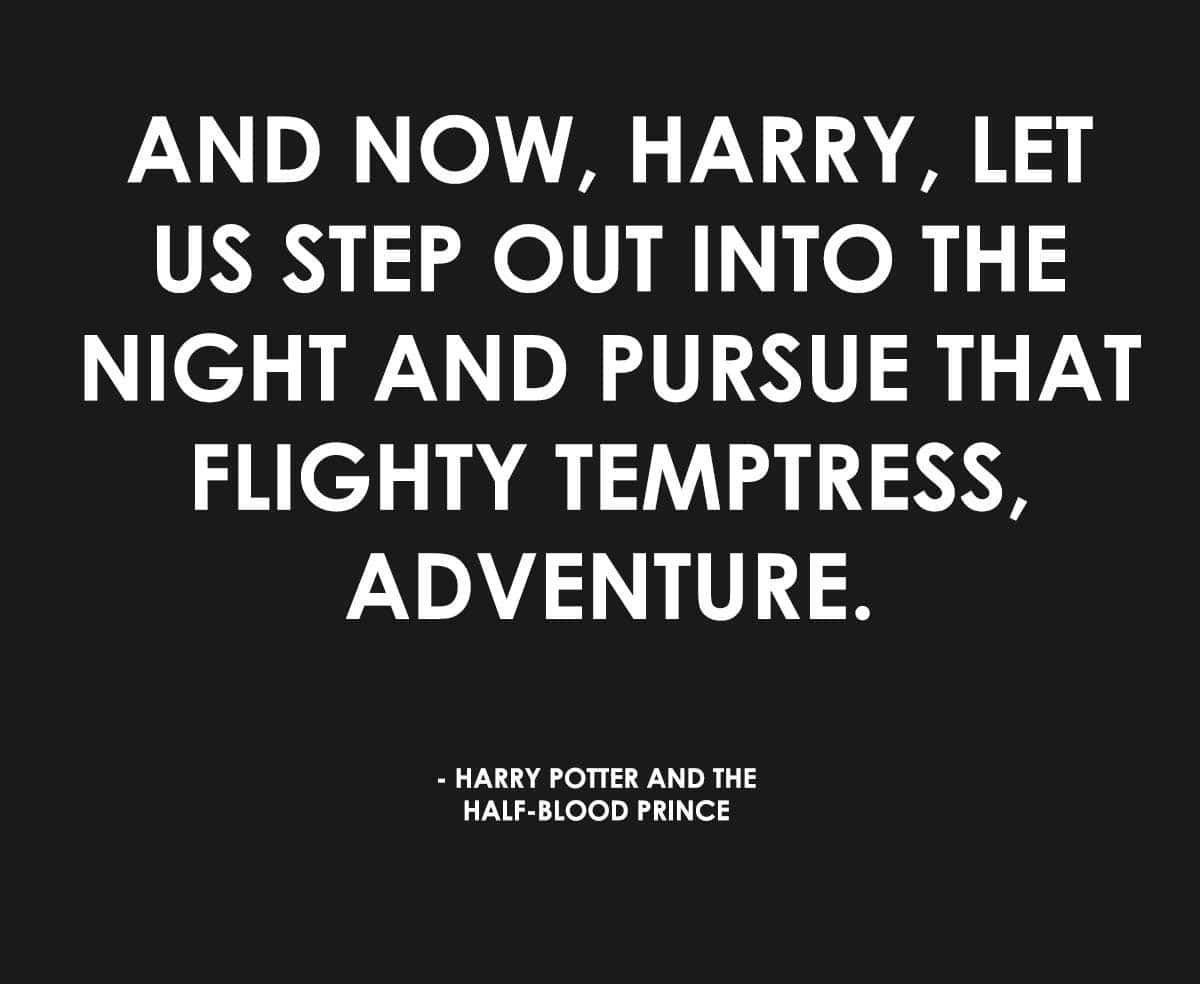 Harry Potter, black background, white text, SD Desktop Wallpaper