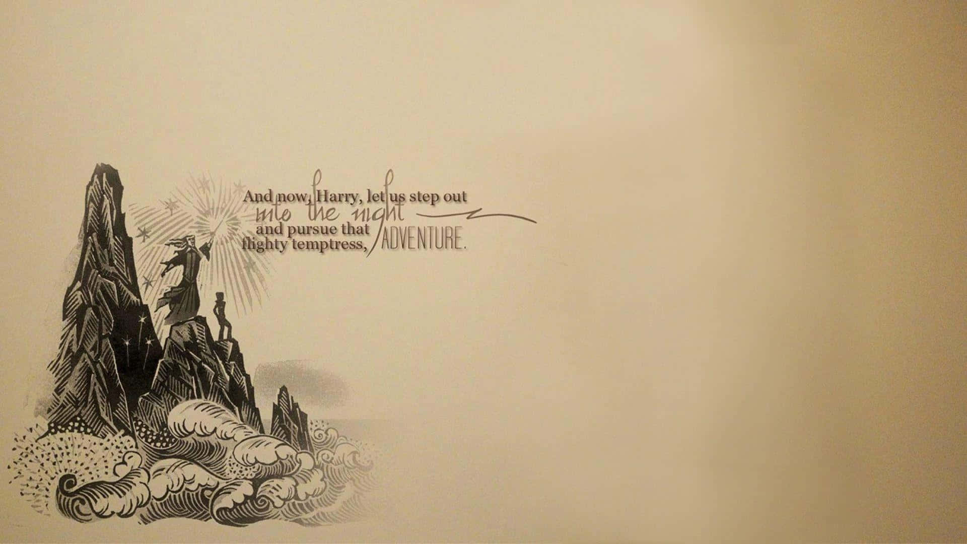 Harry Potter, Adventure, black and white illustrated wall decal, Full HD Desktop Wallpaper