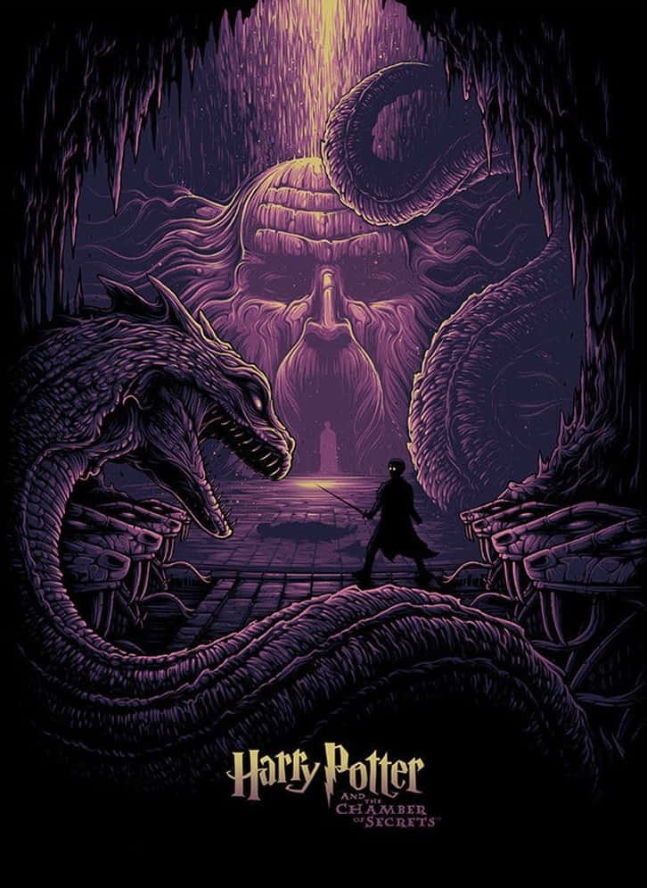Harry Potter, basilisk, purple-lit chamber, SD Phone Wallpaper