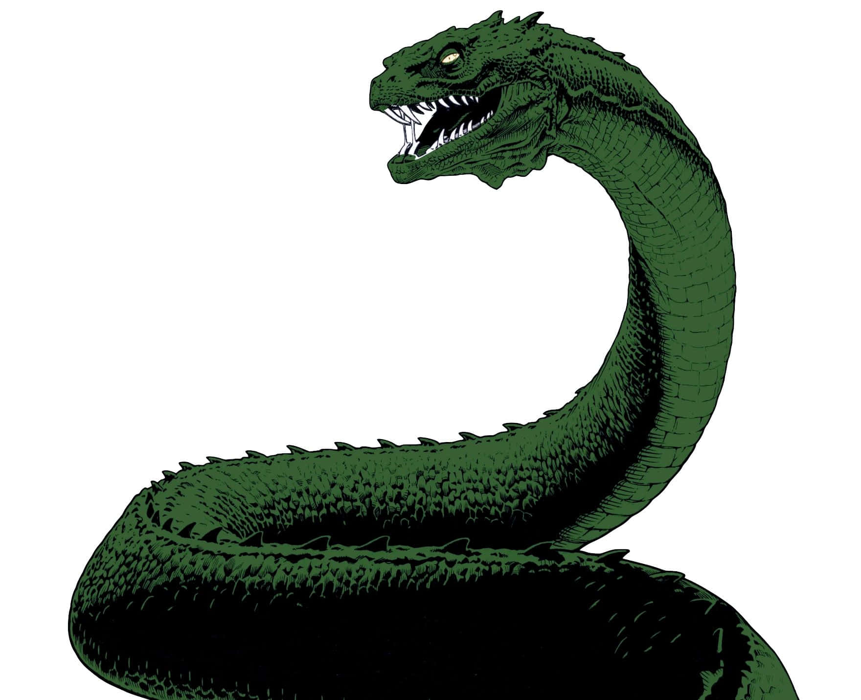 Green Serpent, bared fangs, spiky scales, HD Desktop Wallpaper