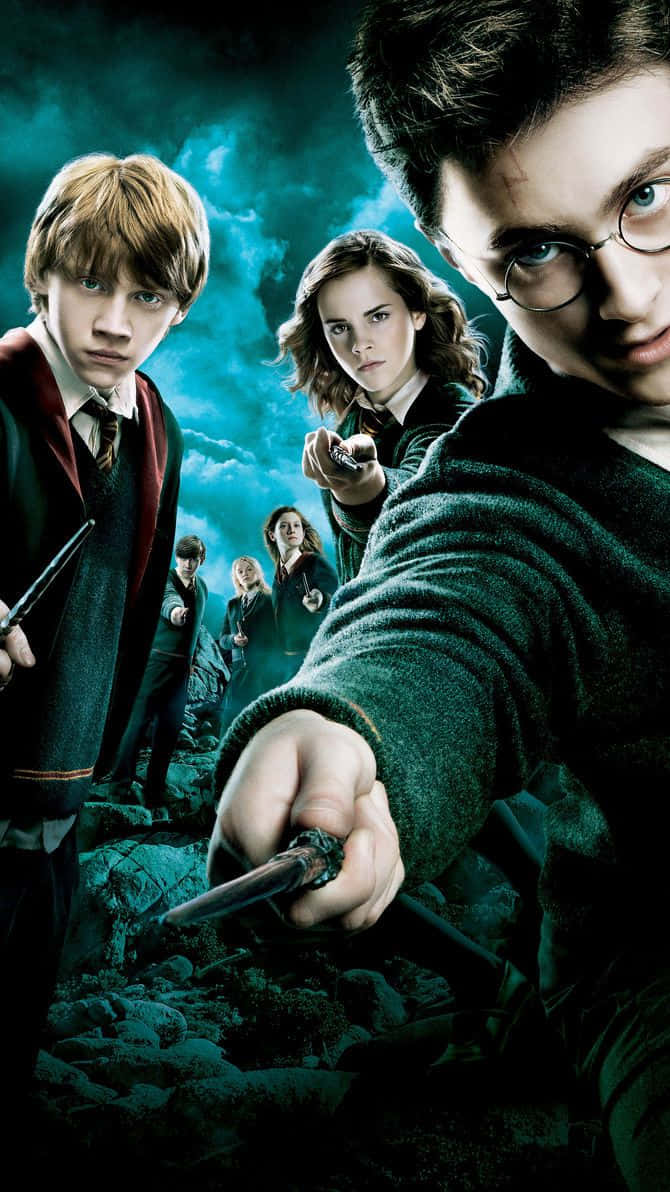Harry Potter, wands, green-lit, SD Phone Wallpaper