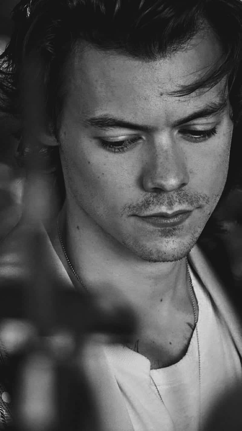 Harry Styles, black and white, close-up portrait, HD Phone Wallpaper
