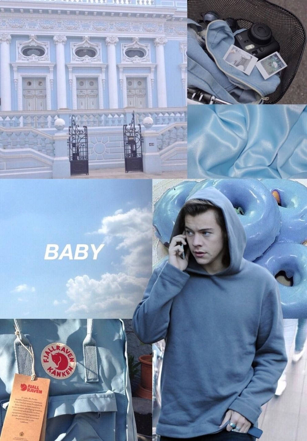 Harry Styles Aesthetic, blue theme, grand building, HD Phone Wallpaper