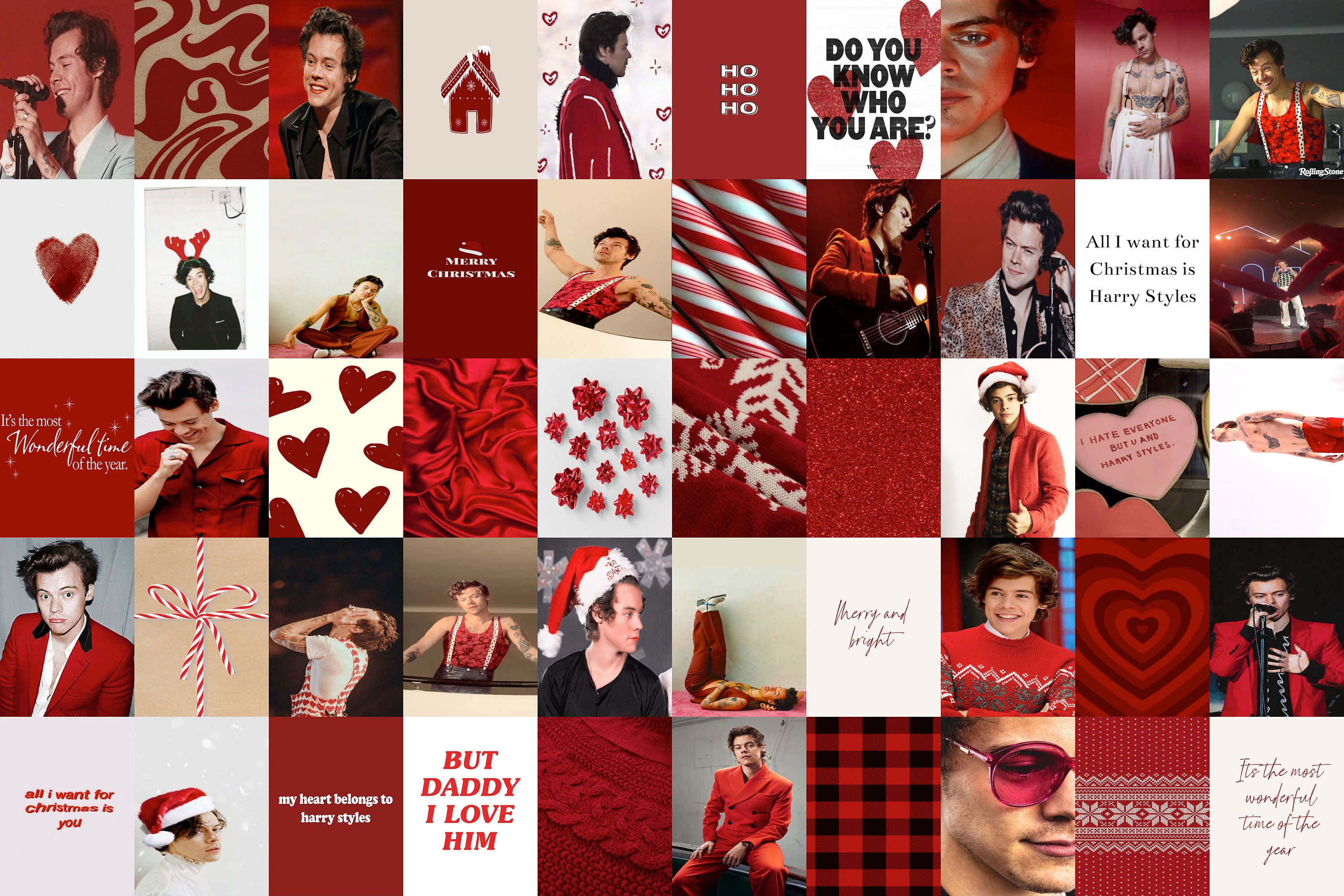 Harry Styles, festive red and white, holiday outfits, 2K Desktop Wallpaper